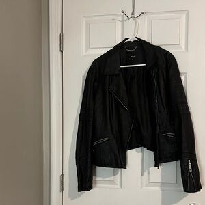 a.n.a Women's Black Leather Jacket